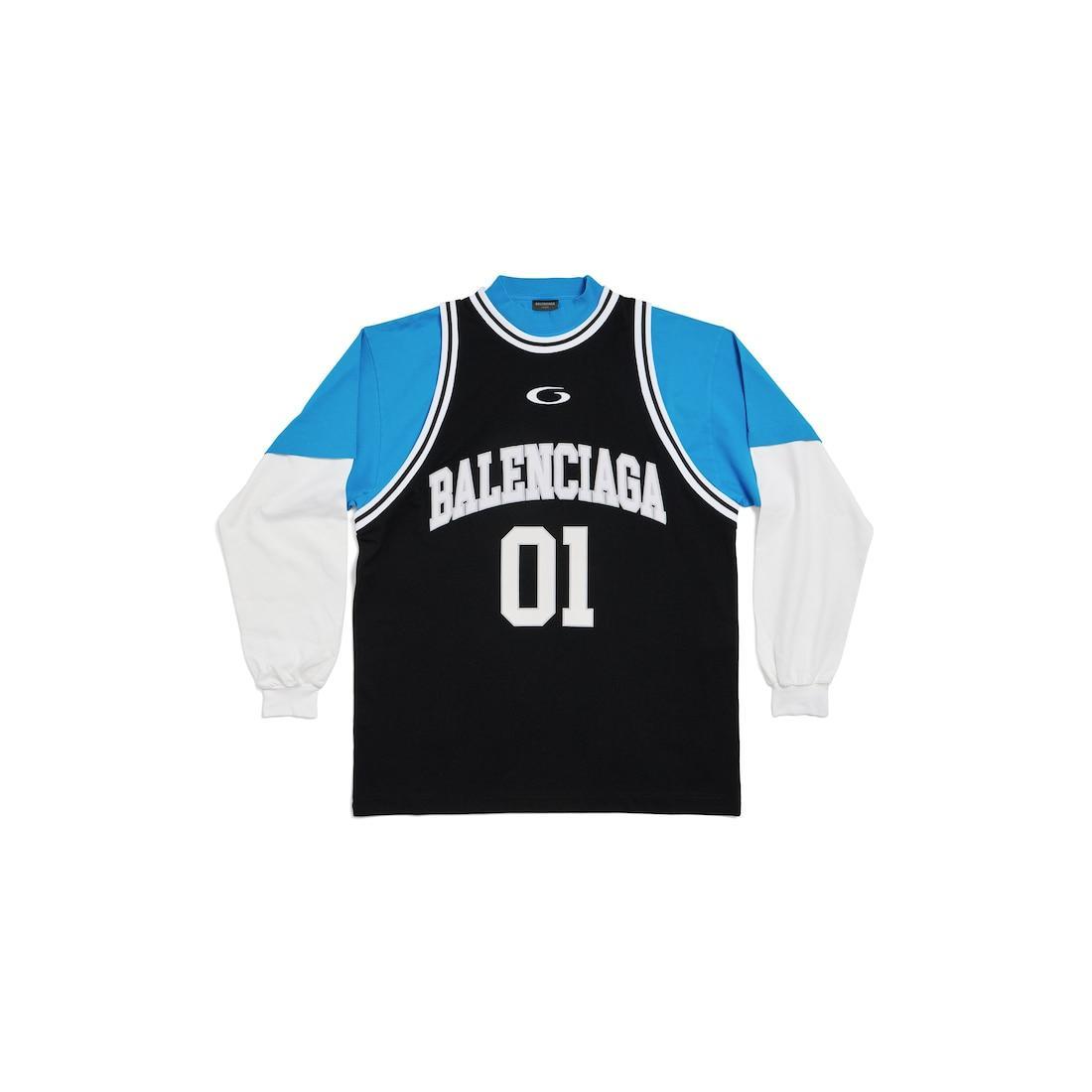 Men's Basketball Series - Layered Long Sleeve T-shirt in Black/white Product Image