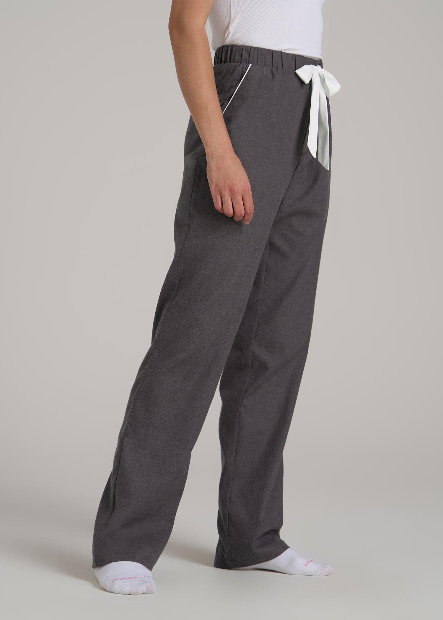 Open-Bottom Flannel Pajama Pants for Tall Women in Charcoal Flannel Female Product Image