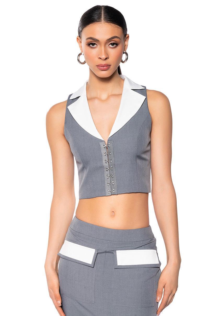 BRITNEY COLLARED VEST TOP Product Image