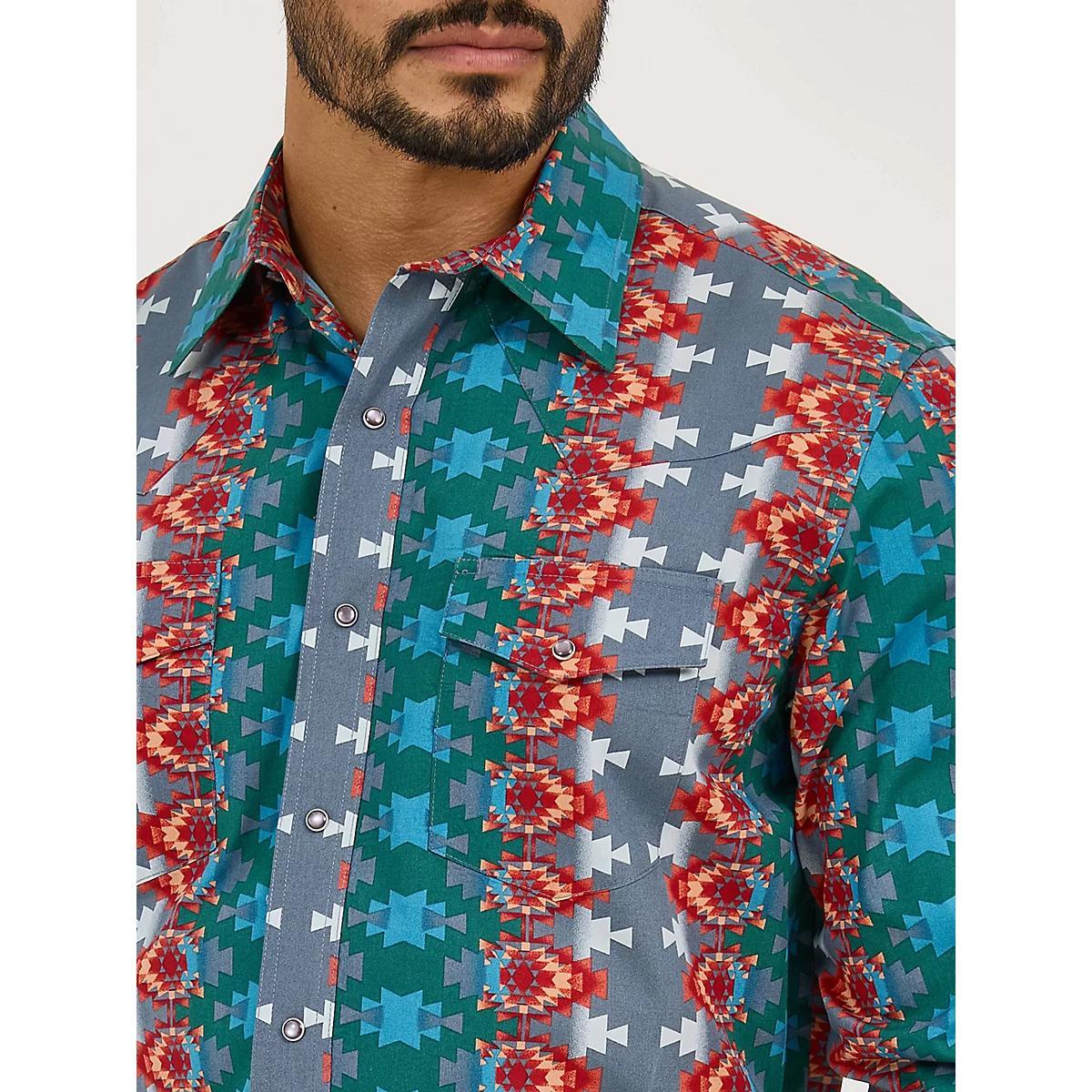 Men's Checotah® Long Sleeve Western Snap Printed Shirt in Ocean Fire Product Image
