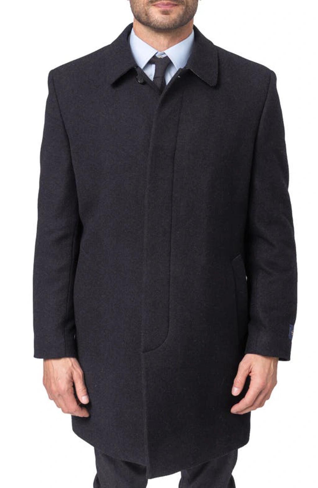 HART SCHAFFNER MARX Hanley Wool Blend Coat In Navy Mini Check Product Image