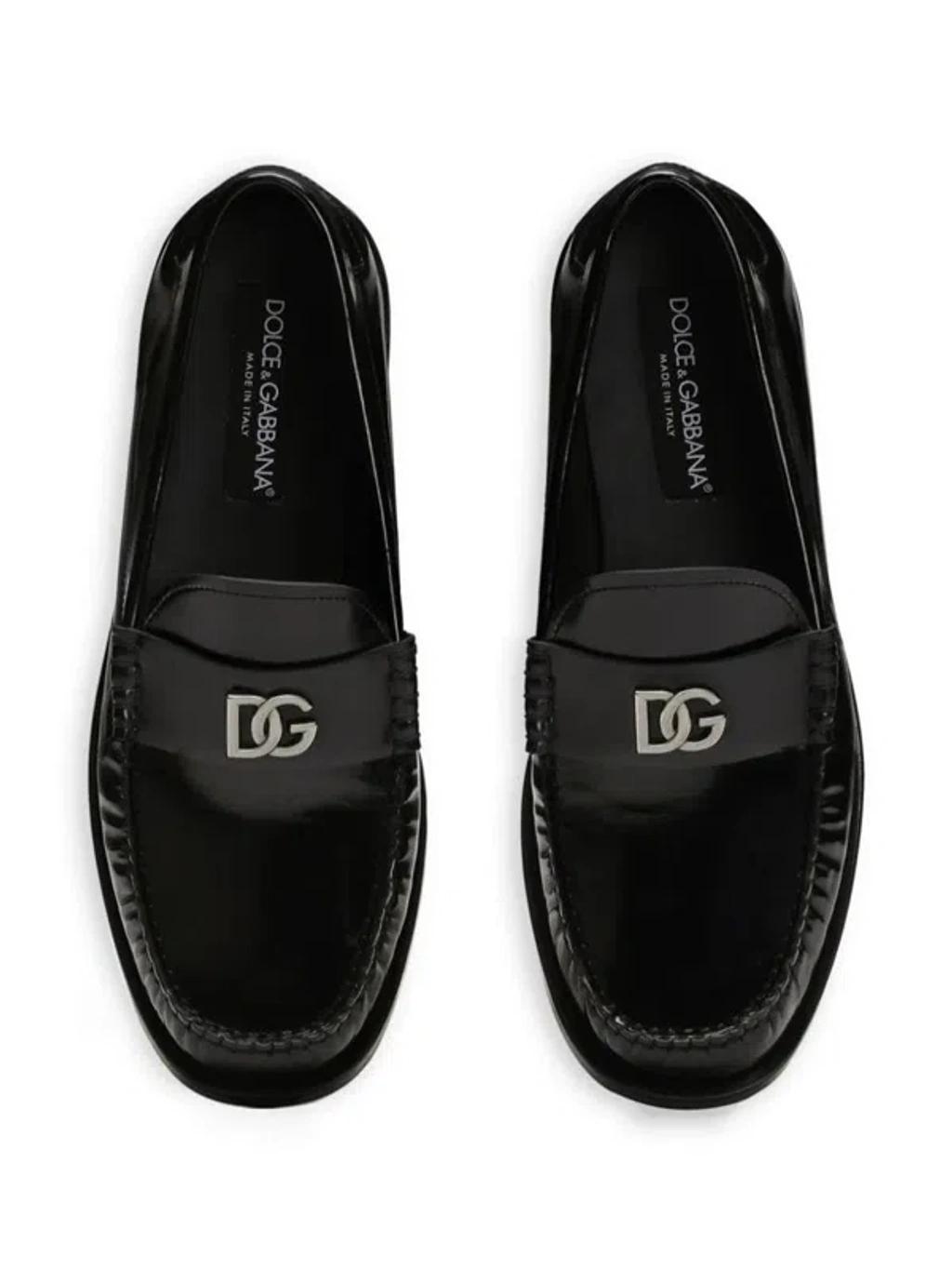 DOLCE & GABBANA Logo-plaque Loafers In Black Product Image