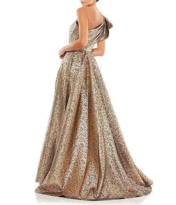 Mac Duggal Ruffle One Shoulder Metallic Ballgown Product Image