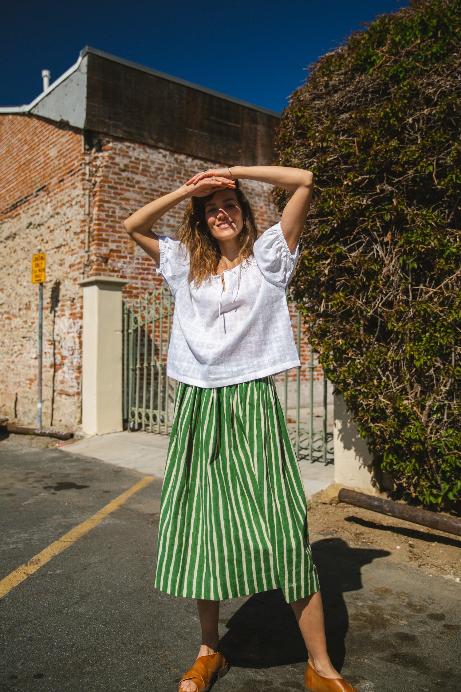 Hudson Green Striped Skirt Product Image