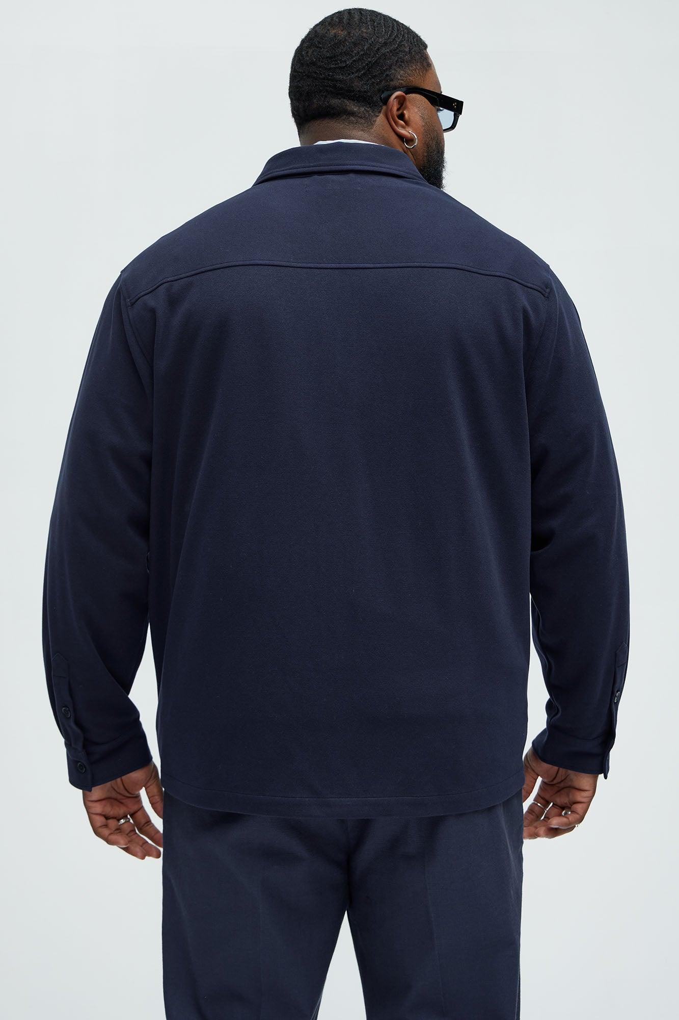 Fargo Wool Like Button Up Shirt - Navy Product Image