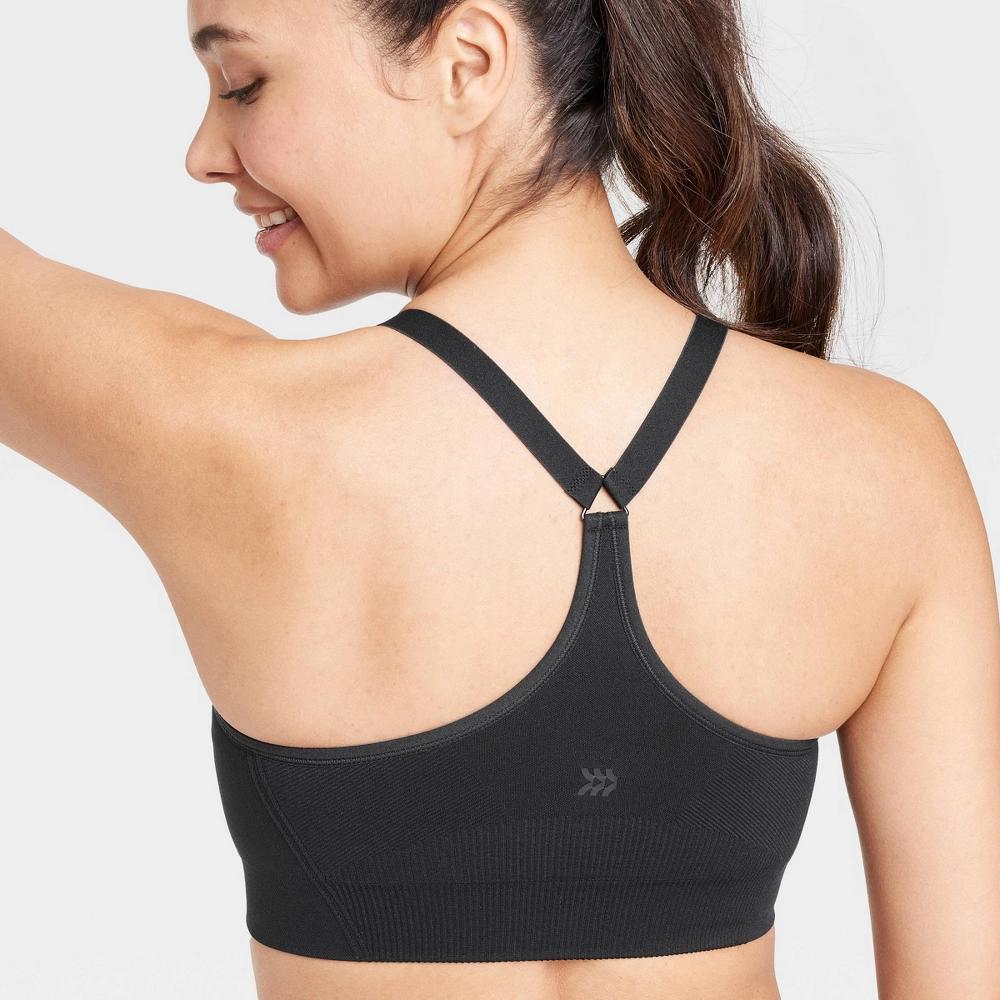 Womens Seamless Medium Support Cami Sports Bra - All In Motion Black M Product Image