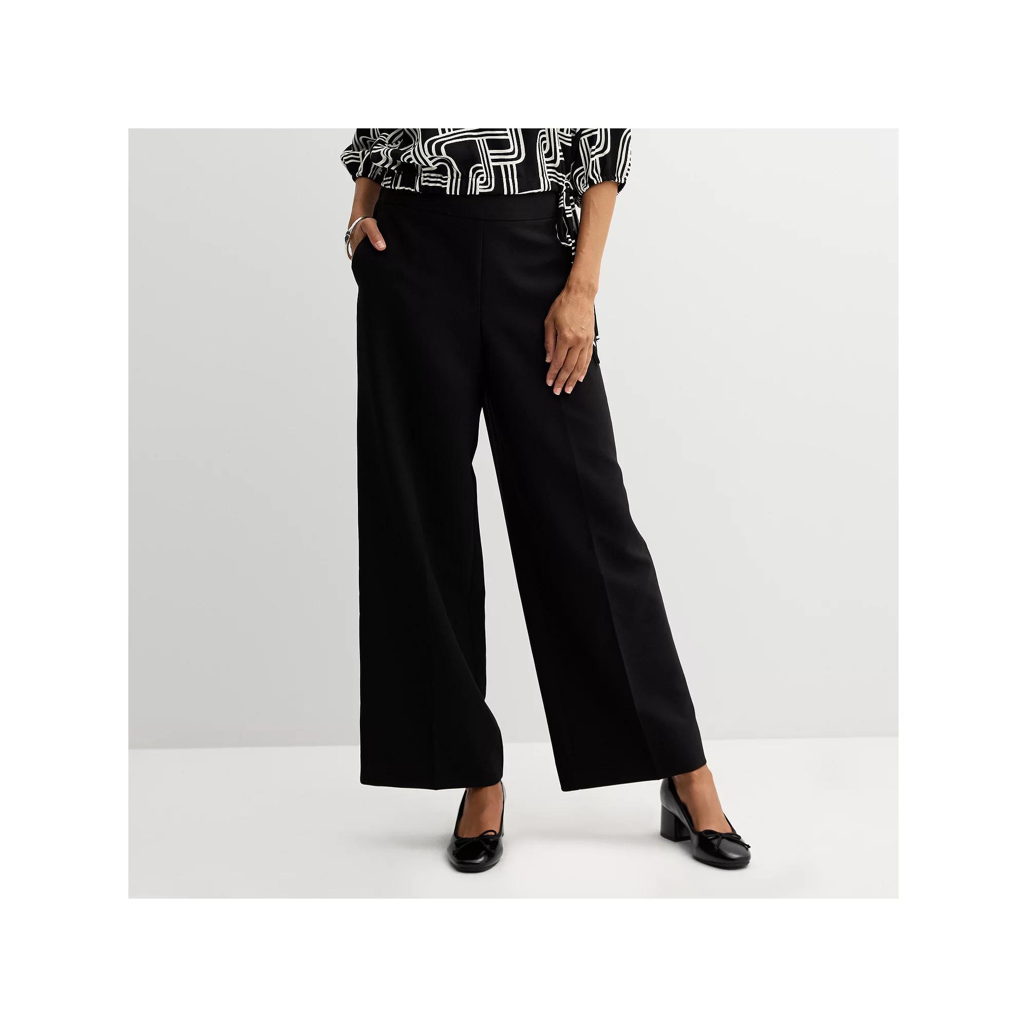 Women's Nine West Pull-On Wide Leg Pants, Size: XXL, Mineral Black Product Image