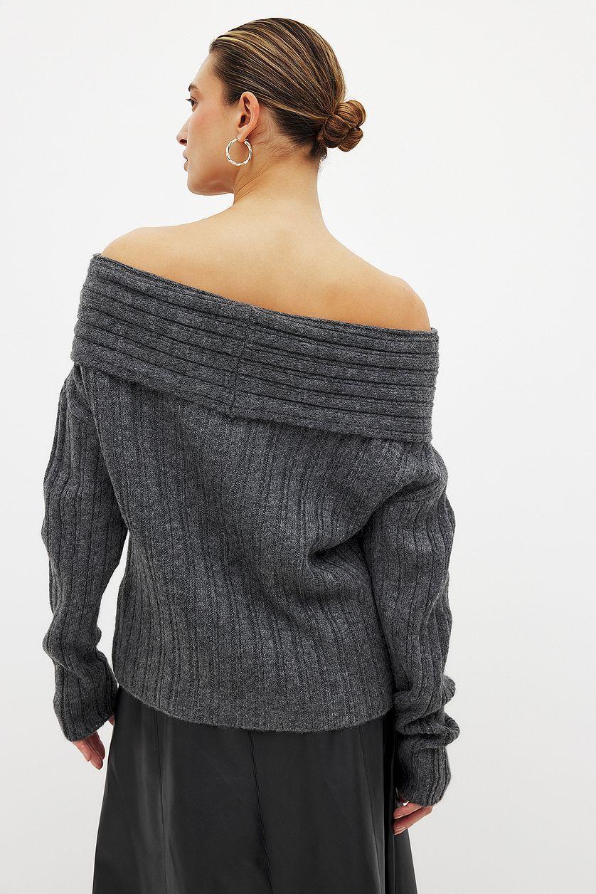 Knitted Off Shoulder Sweater Product Image