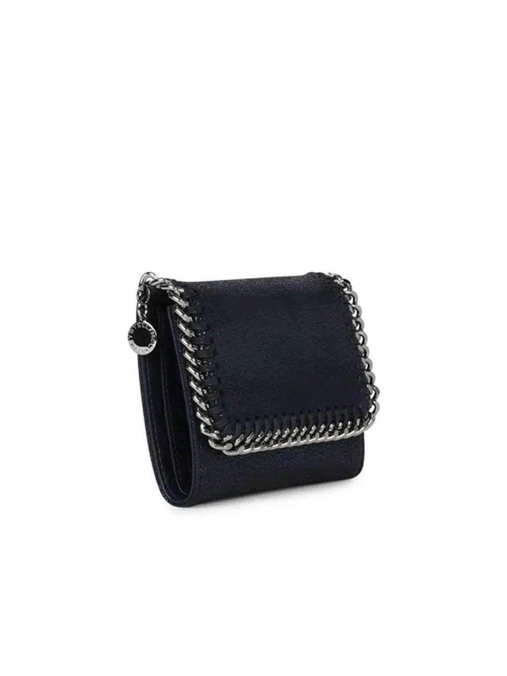 'small Falabella Tri-fold' Blue Recycled Polyester Wallet Woman Product Image