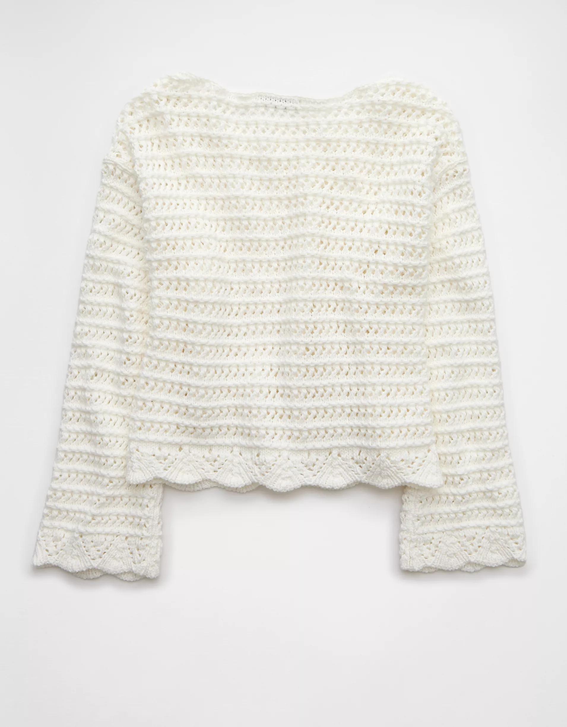 AE Ballet Neck Open Knit Sweater Product Image