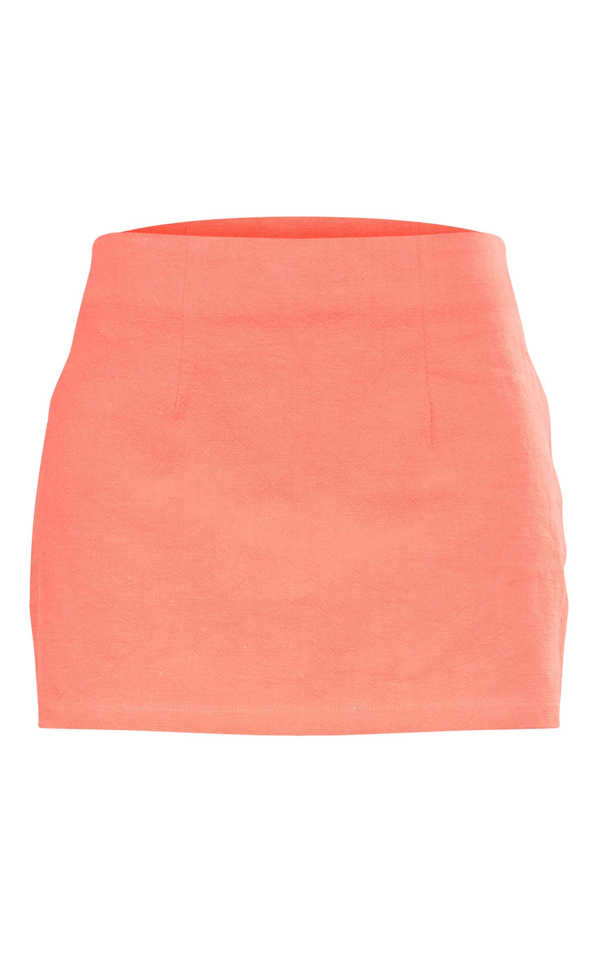 Premium Coral Linen Micro Mini Skirt  Product Image