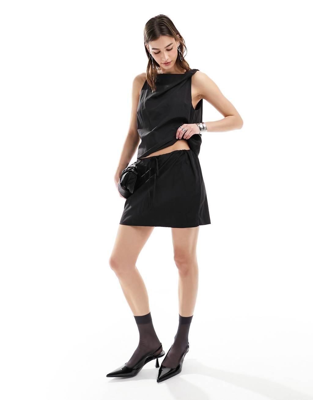 Weekday Georgine mini skirt in Black - part of a set Product Image