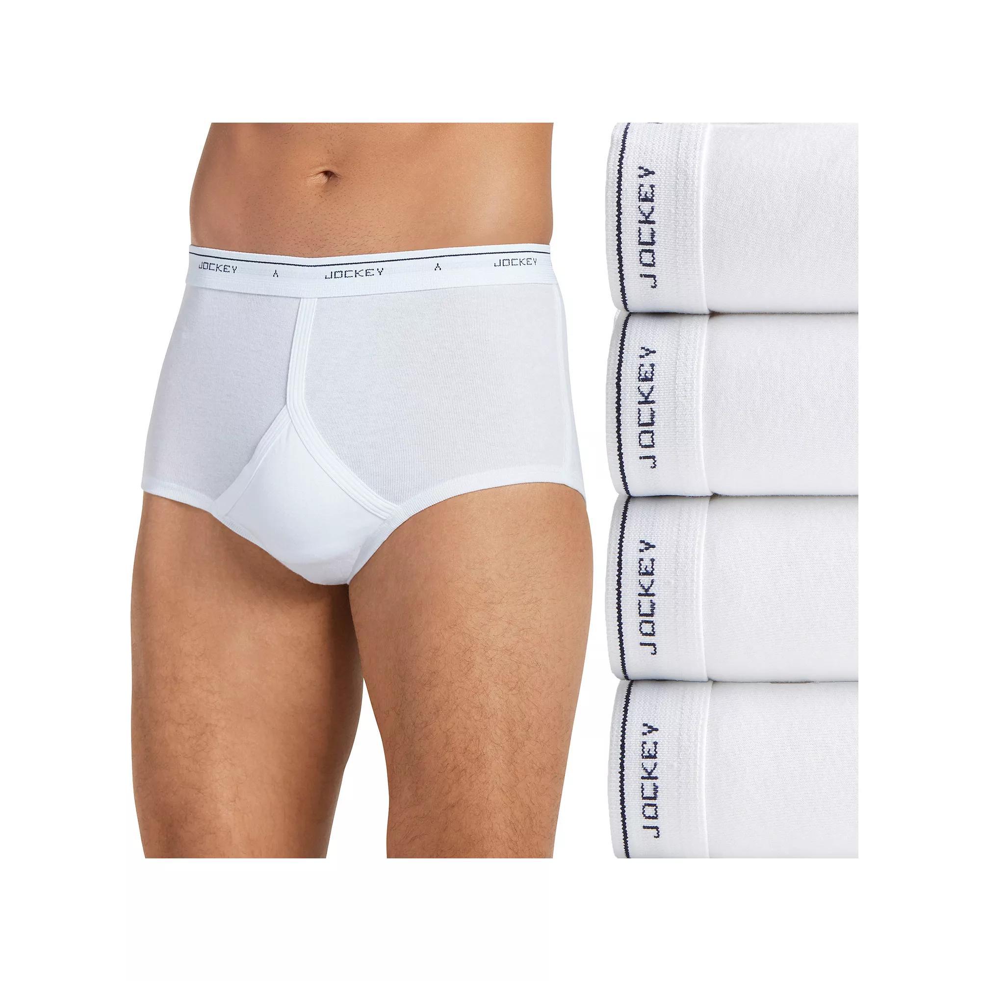 Men's Jockey® 4-pack Classic Knit Full-Rise Briefs, Size: 30, White Product Image