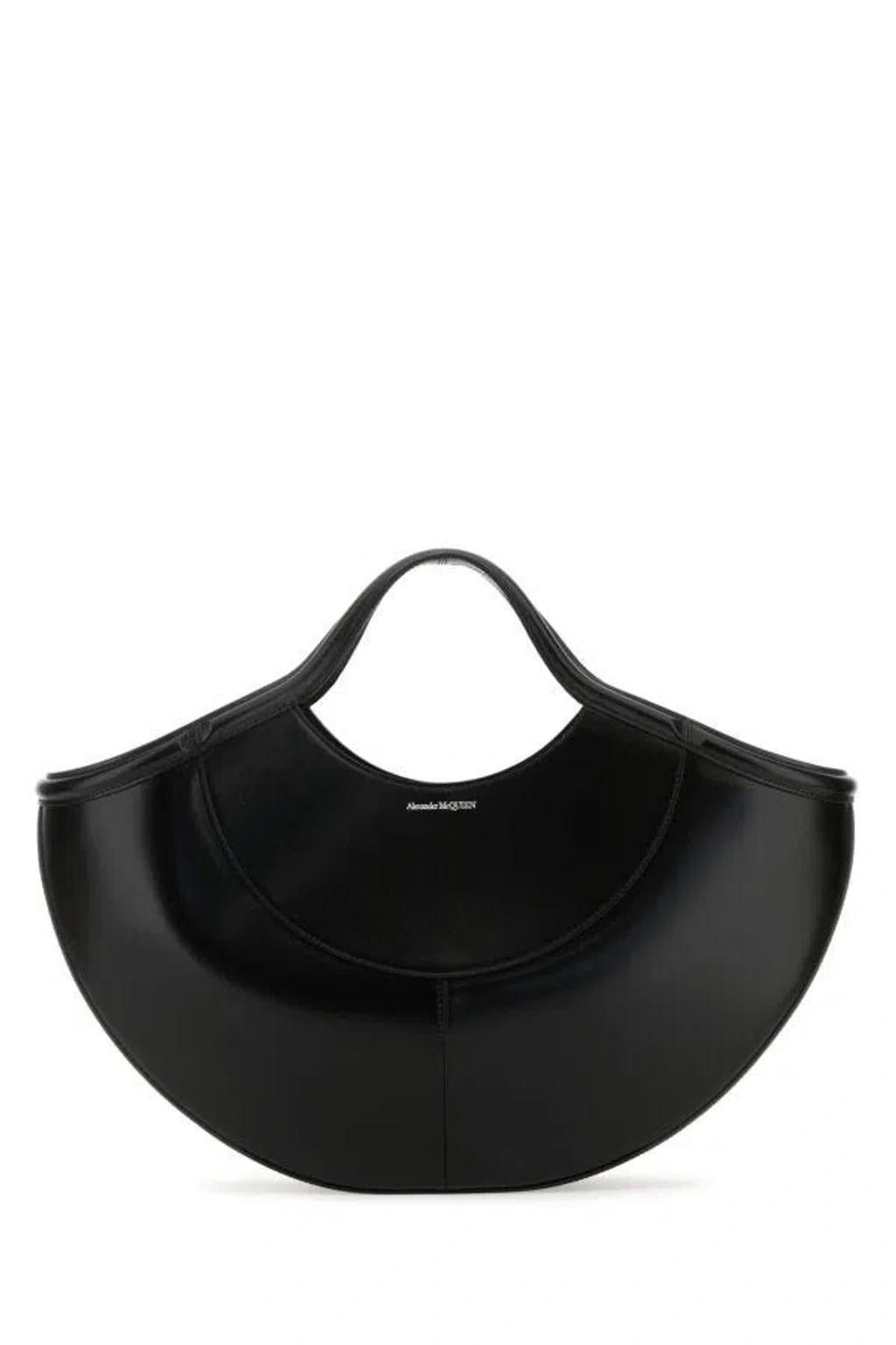 ALEXANDER MCQUEEN Women Black Leather The Cove Shopping Bag Product Image