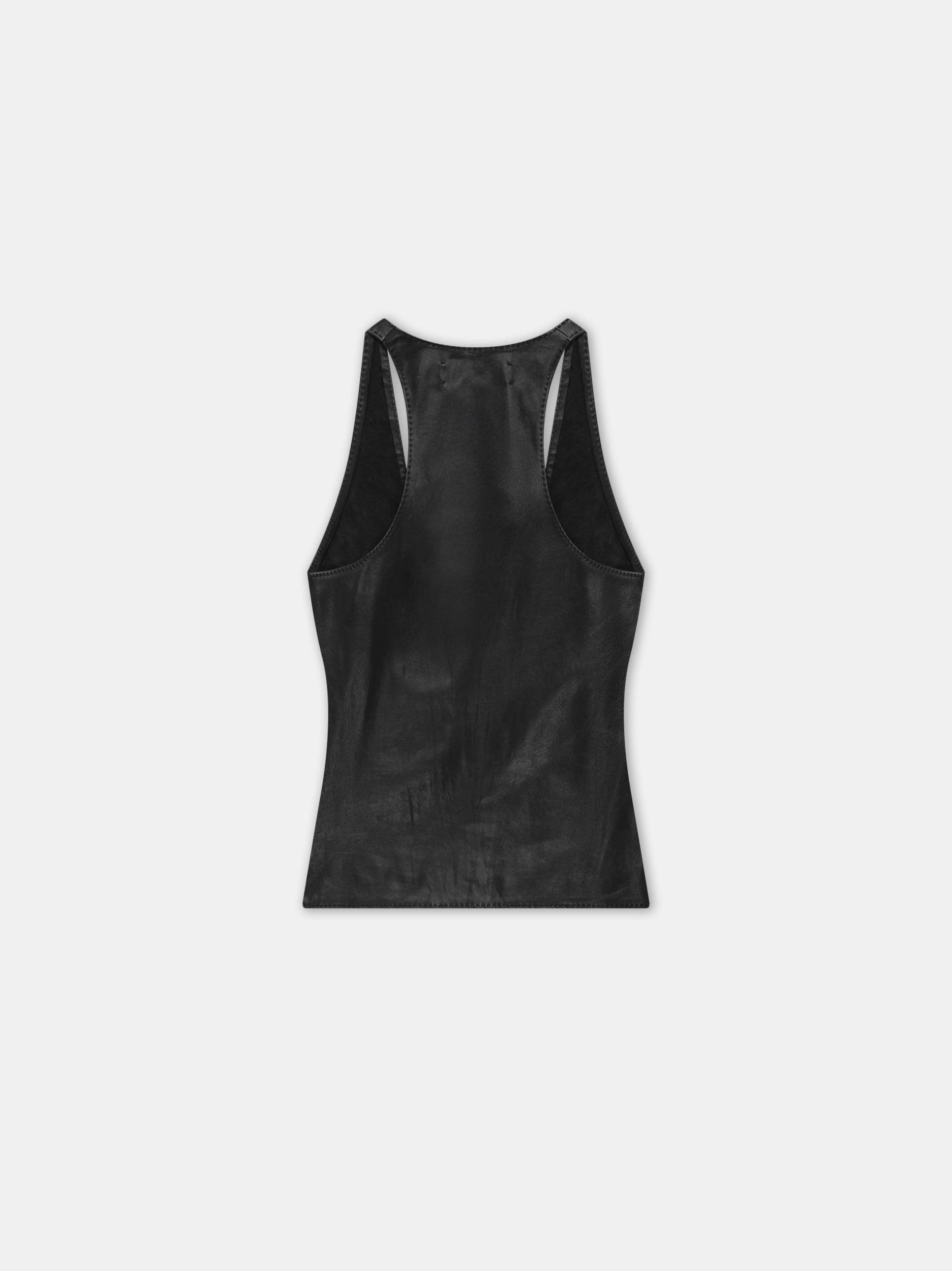 WOMEN - WOMEN'S MA LEATHER RACER BACK TANK - Black Female Product Image