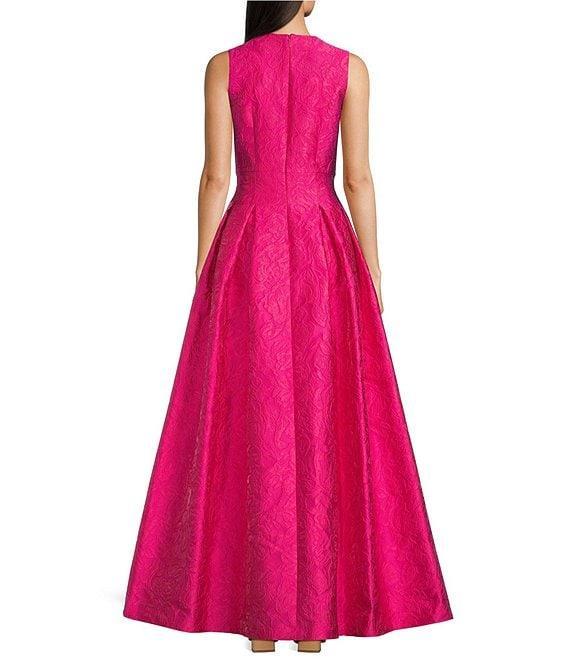Alex Marie Christine Floral Textured Jacquard V Neck Sleeveless Gown Product Image
