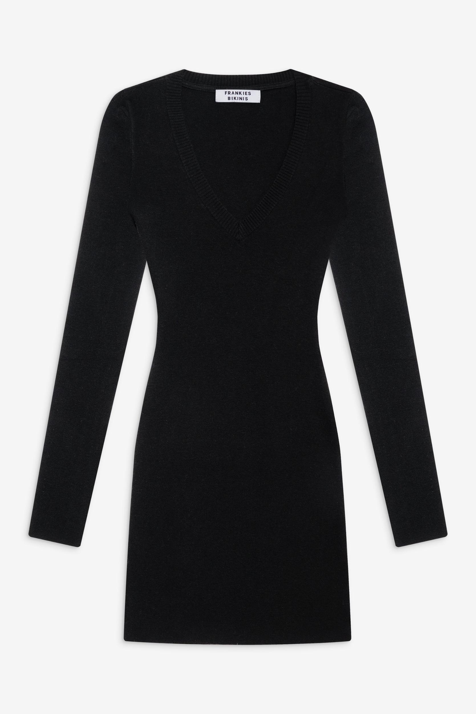 Sweetheart Knit Dress - Black Product Image