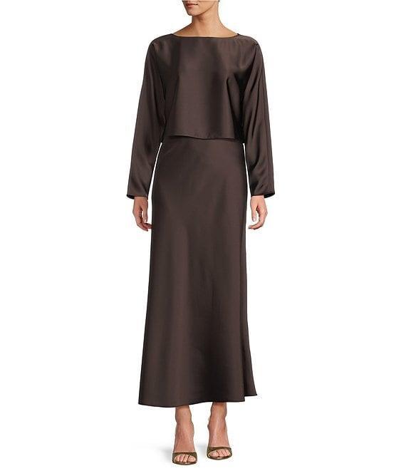 Antonio Melani Blyss Boat Neck Long Sleeve Coordinating Satin Blouse Product Image