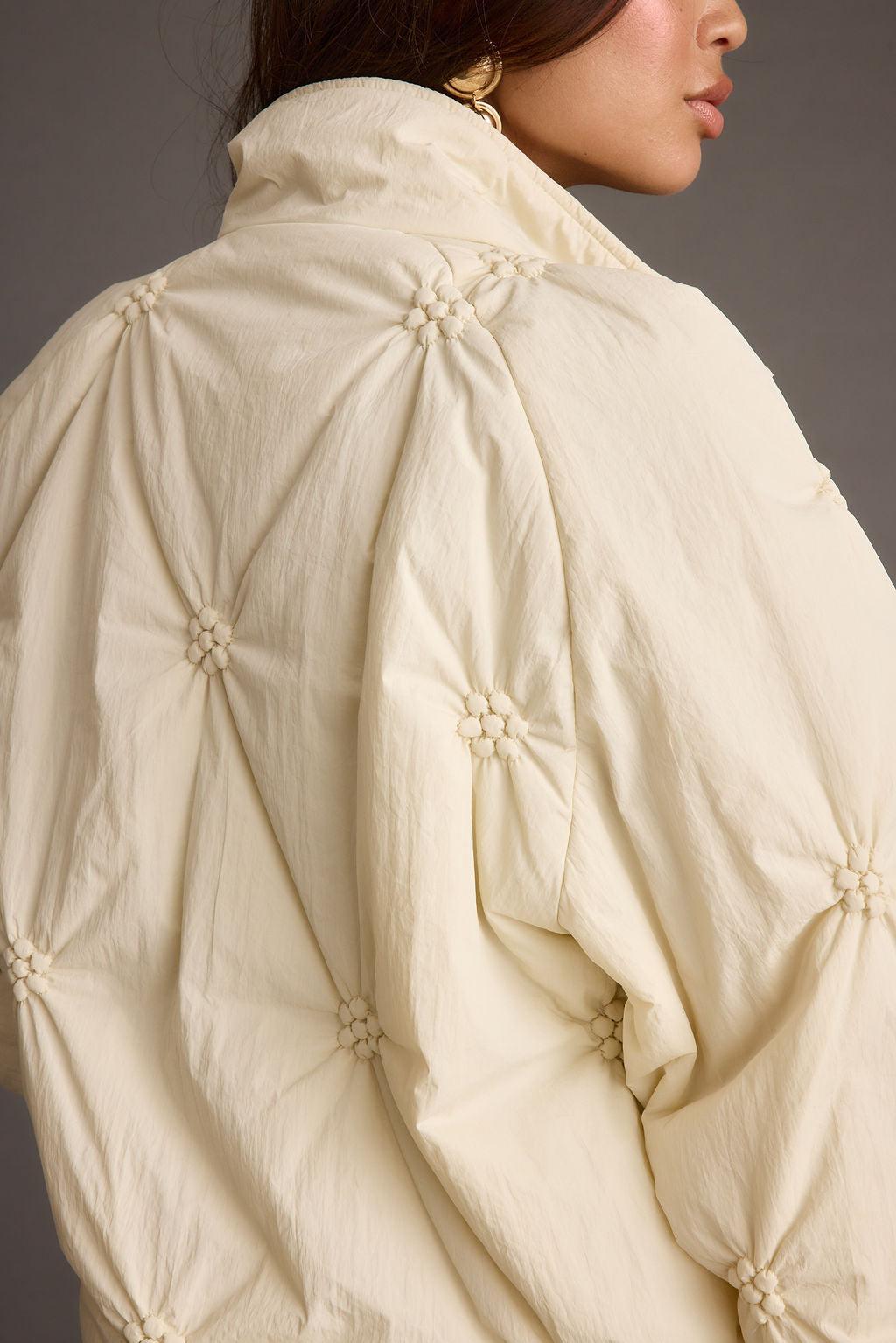 Rosey Cream Zip Front Puffer Coat Product Image