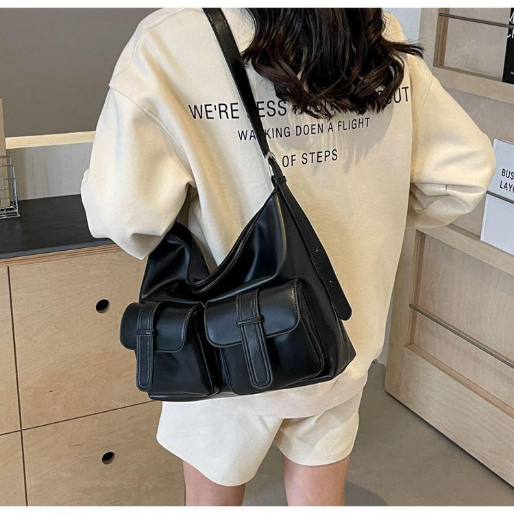 Multi-Pocket Faux Leather Tote Bag Product Image