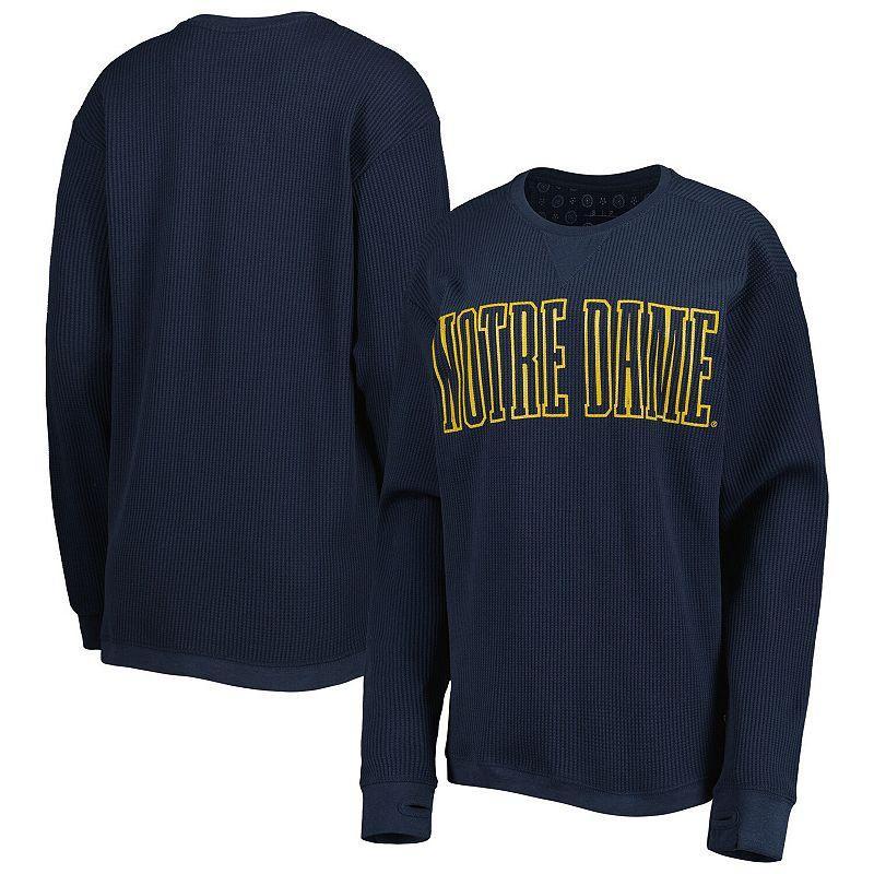 Women's Pressbox Navy Notre Dame Fighting Irish Surf Plus Size Southlawn Waffle-Knit Thermal Tri-Blend Long Sleeve T-Shirt, Size: Medium, Blue Product Image