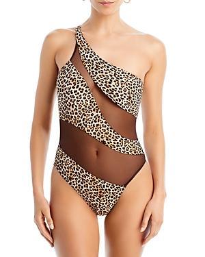 Norma Kamali Leopard Print Mesh One Piece Swimsuit Product Image