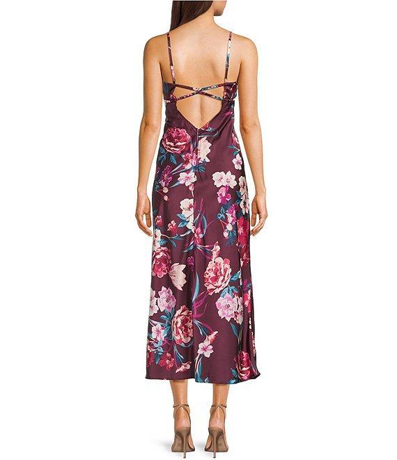 B. Darlin Spaghetti Strap Emma Floral Printed Bodice Midi Dress Product Image