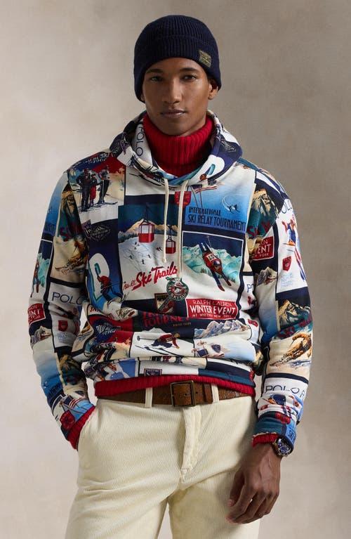 POLO RALPH LAUREN Men's Patchwork-ski-print Fleece Hoodie In Blue Product Image