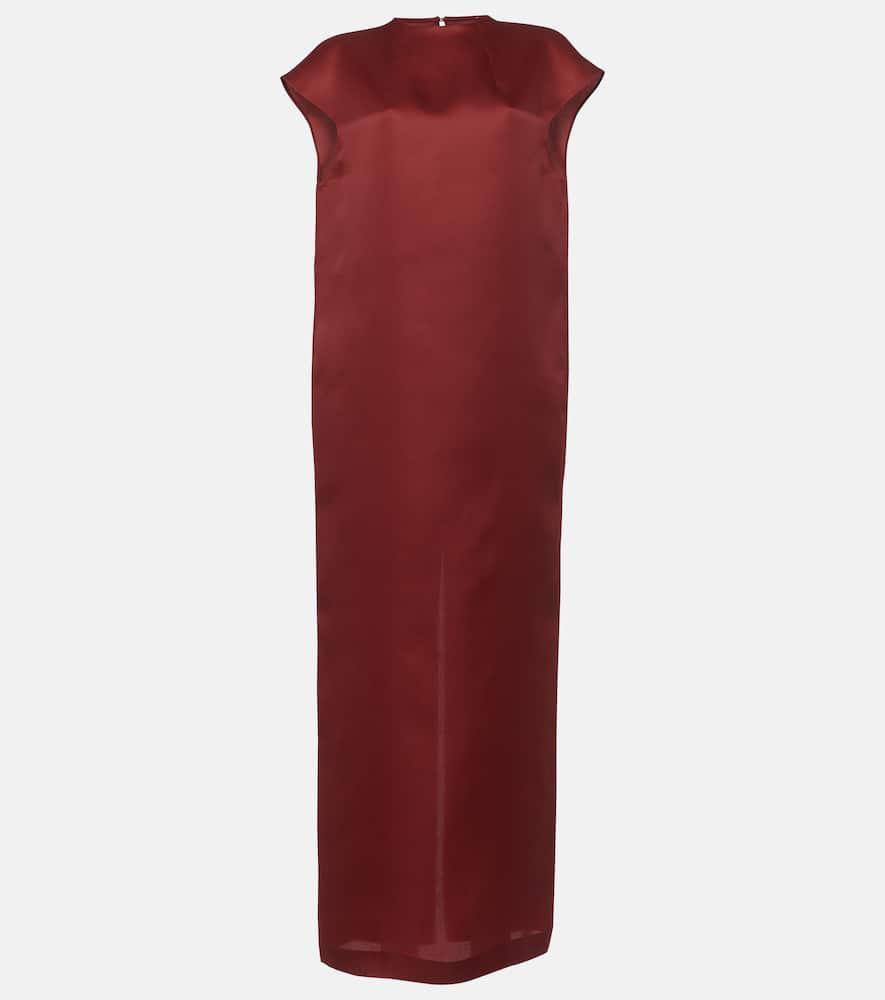 KHAITE Lohan Silk Satin Long Dress In Red Product Image