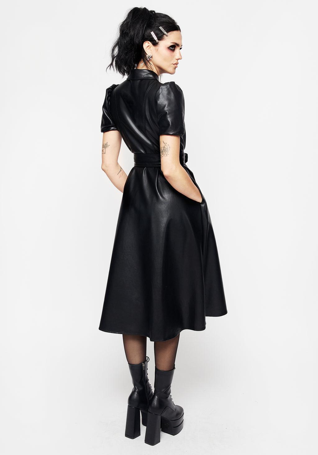 Sharon PU Midi Shirt Dress With Charm Product Image