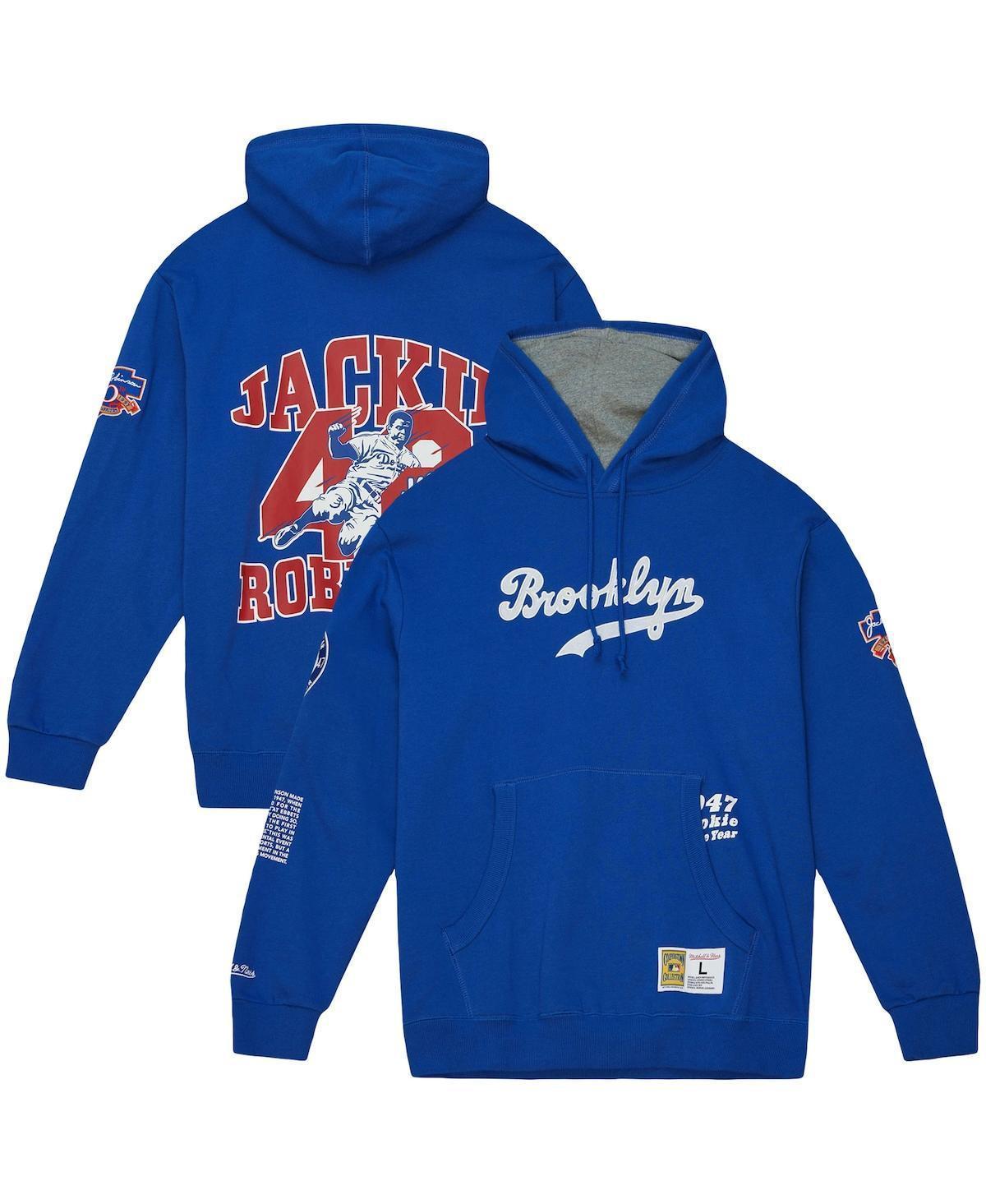 Men's Mitchell & Ness Jackie Robinson Royal Brooklyn Dodgers Cooperstown Collection Legends Fleece Pullover Hoodie, Size: Small, Mlb Blue Product Image