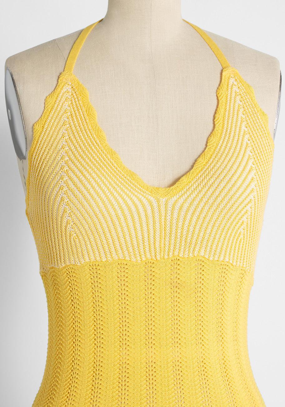 Sun Rays For Days Crochet Halter Top Butter Product Image