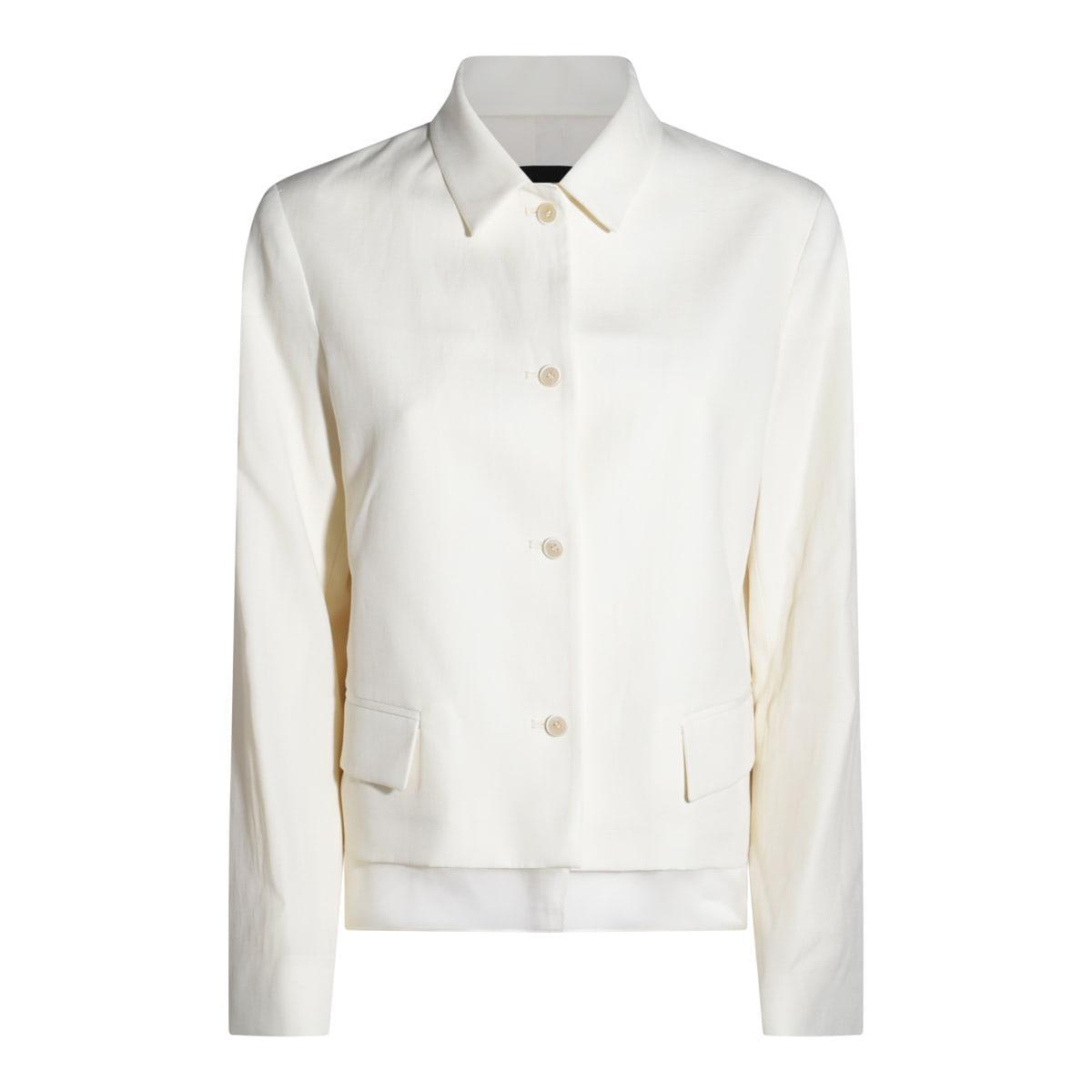 FABIANA FILIPPI White Wool Casual Jacket In Yellow Product Image