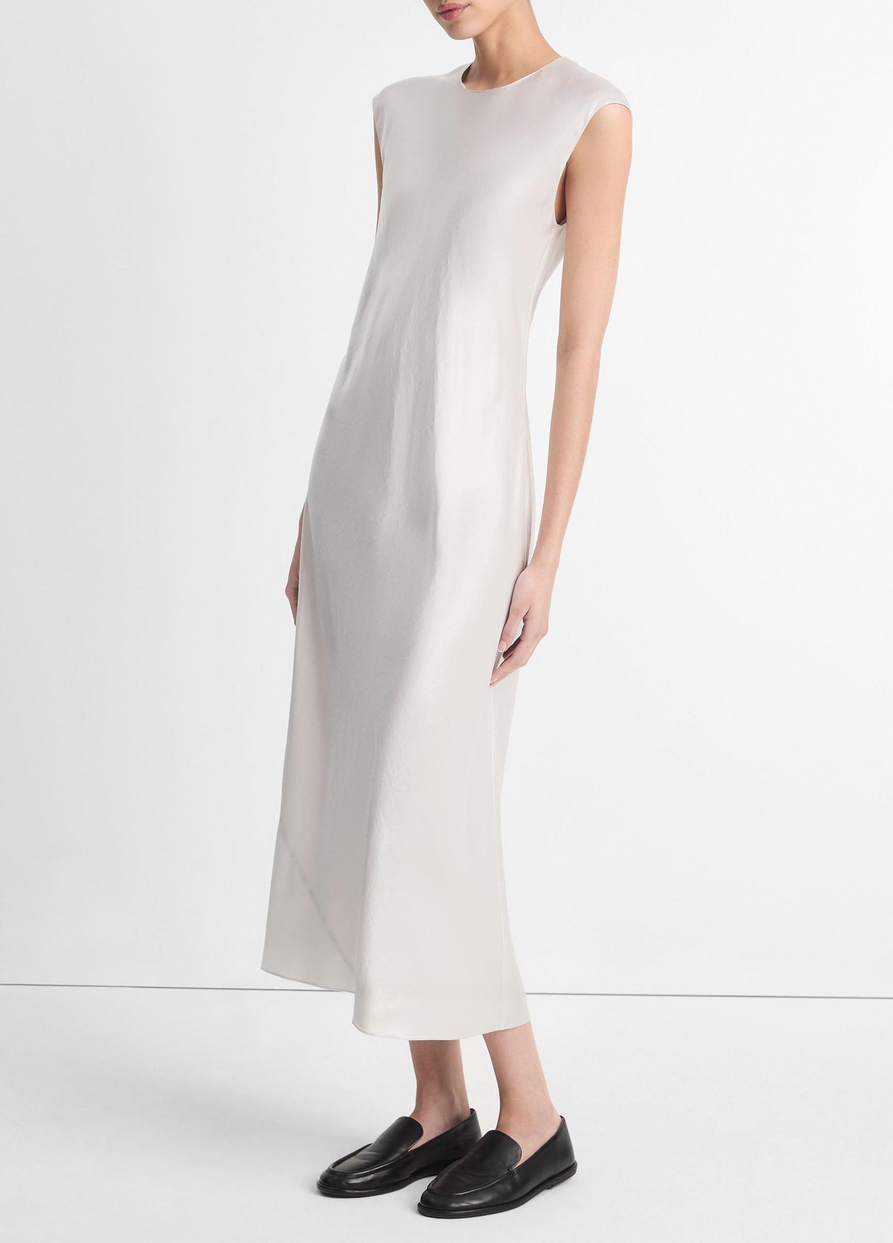 Satin Bias Cap-Sleeve Dress Product Image