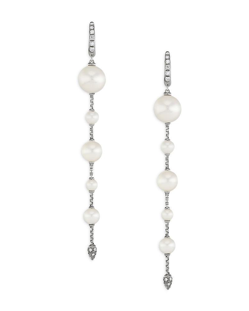 David Yurman Sterling Silver Pearl Cultured Freshwater Pearl & Diamond Drop Earrings Product Image