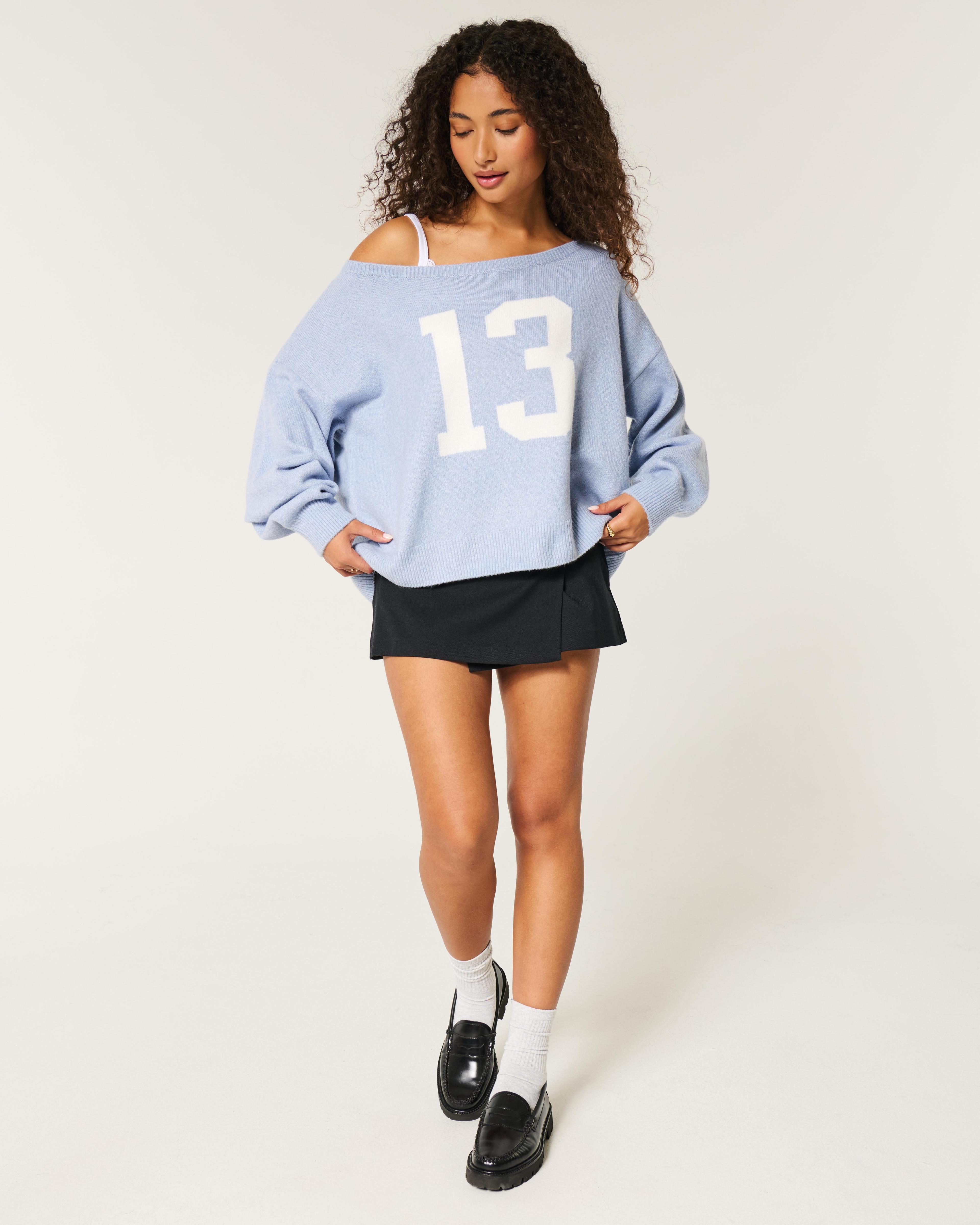 Hollister Comfy Cloud Easy Off-the-Shoulder Puppy Graphic Sweater Product Image