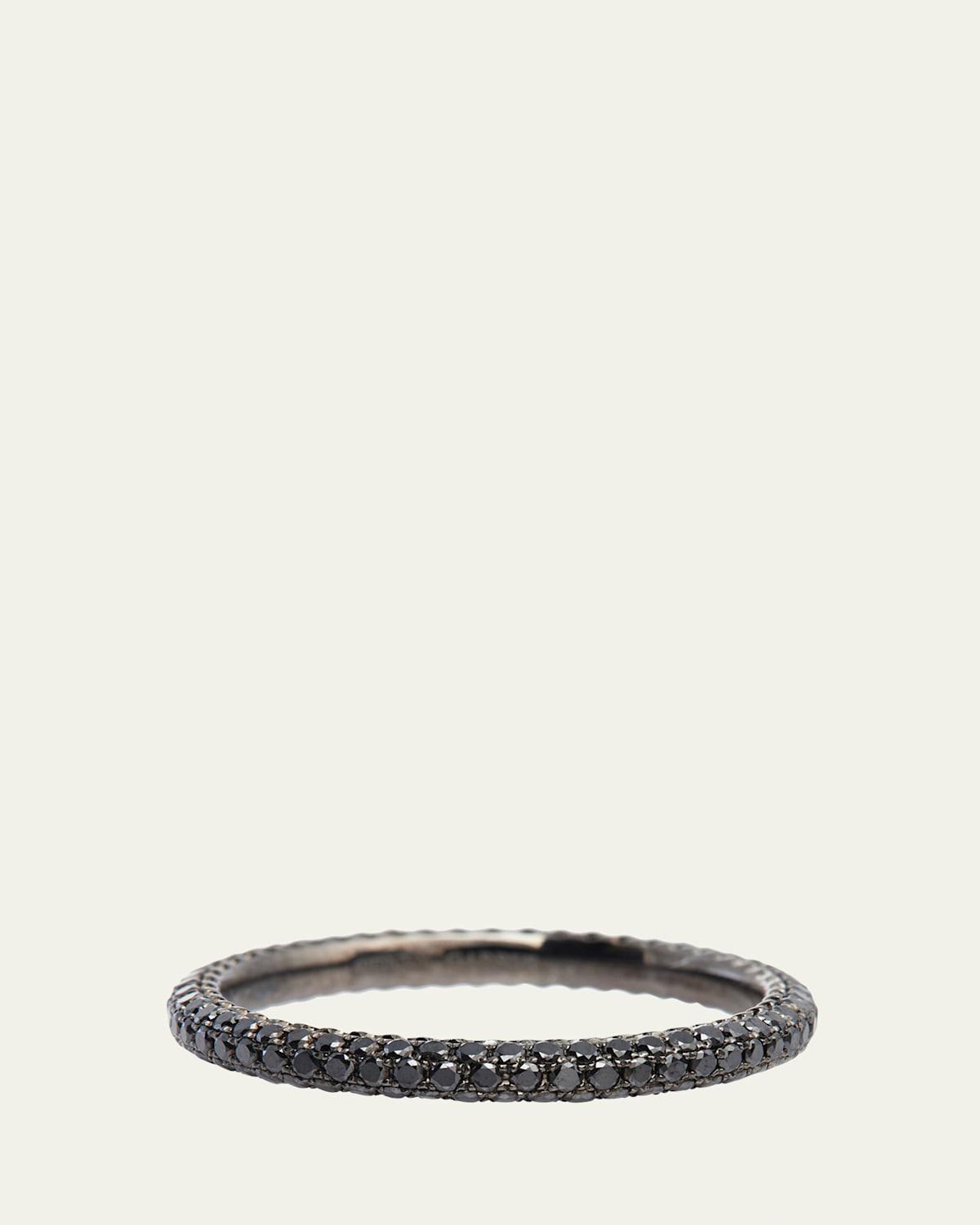 Mens 18K White Gold Black Diamond Thread Ring, Size 10 Product Image