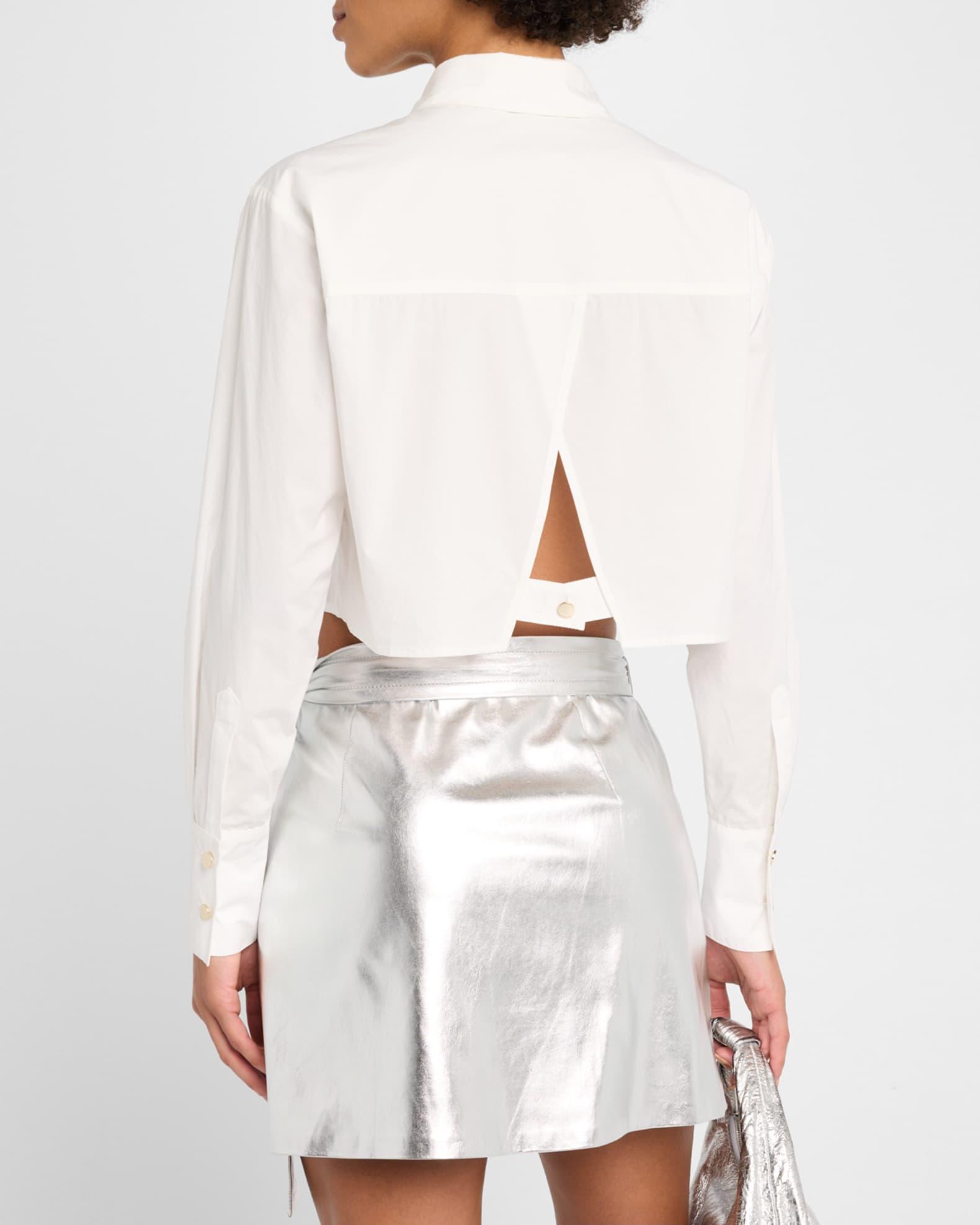 Anna Cropped Open-Back Boyfriend Shirt  Product Image