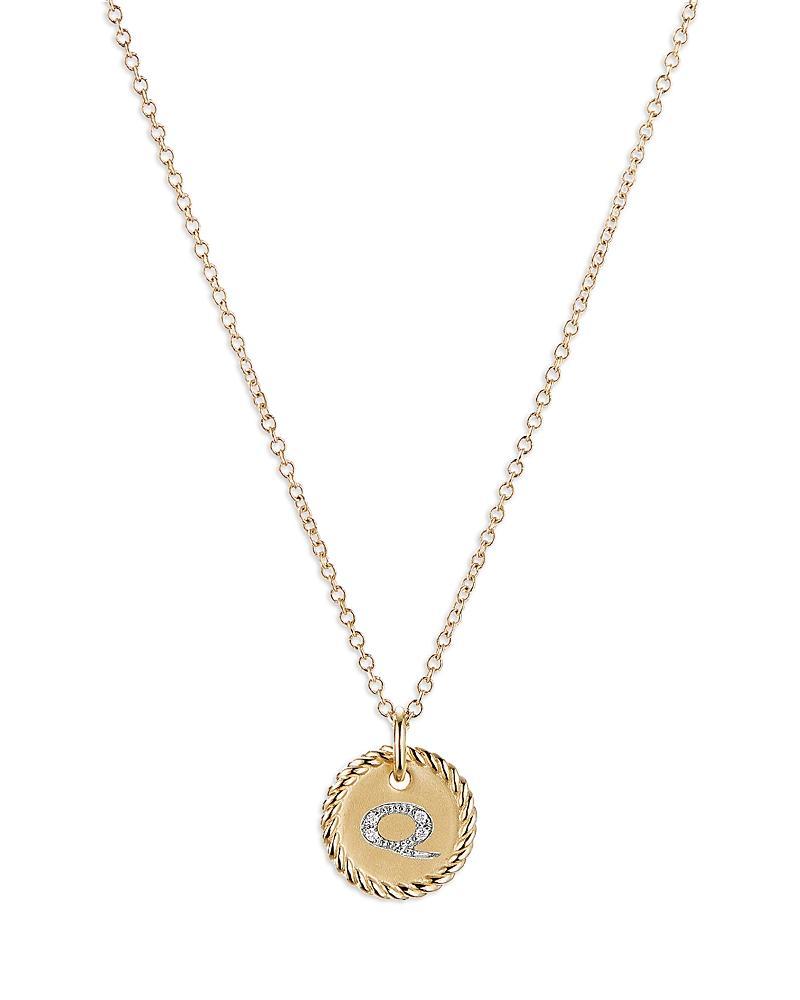 Womens Initial Charm Necklace in 18K Yellow Gold with Pav Diamonds Product Image