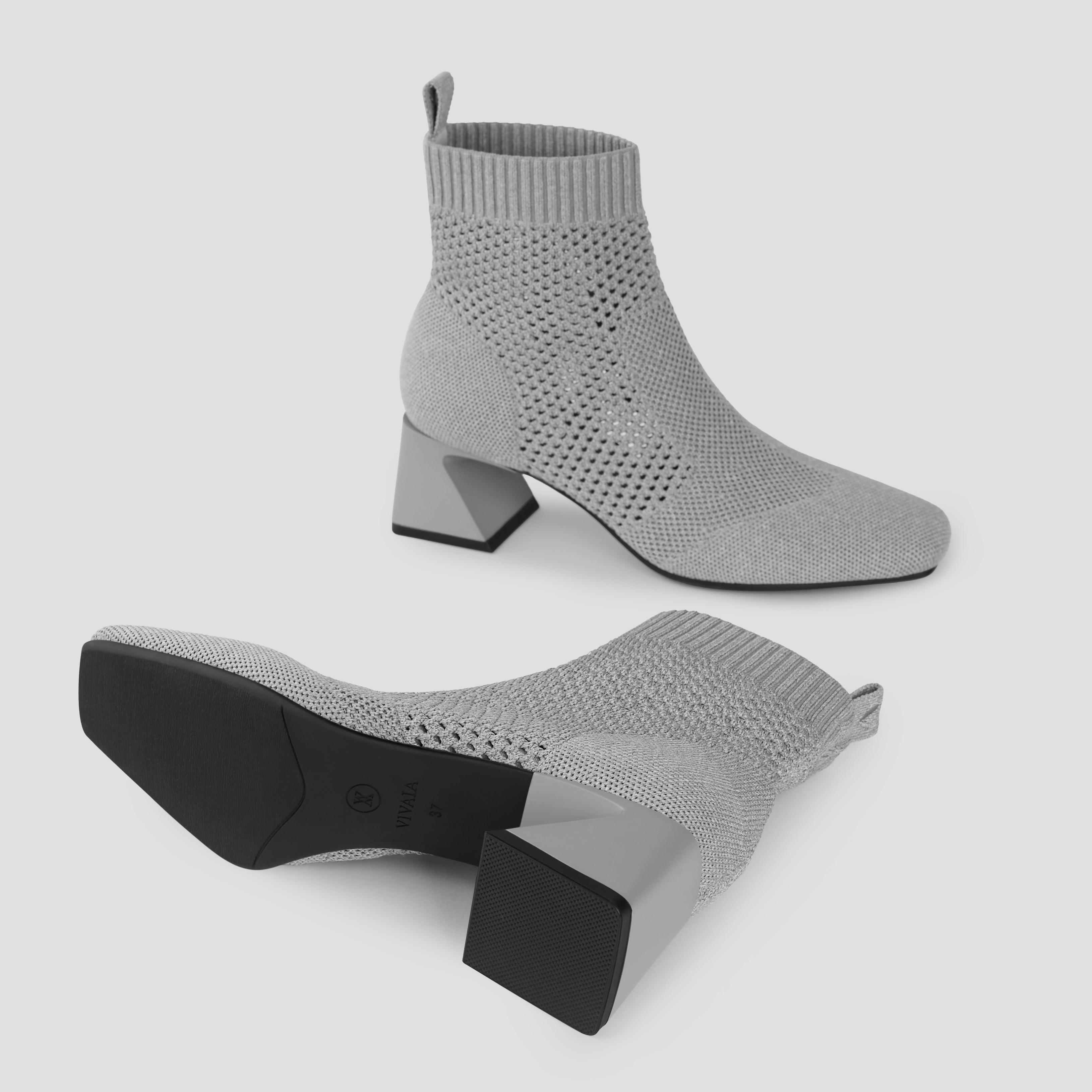 Square-Toe Perforated Heeled Boots (Melissa) Product Image