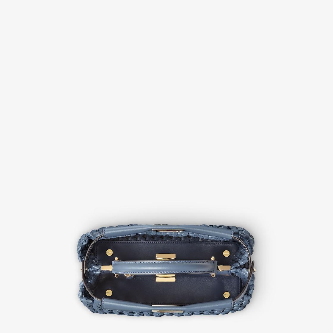 Peekaboo MiniBlue interlaced leather bag Product Image