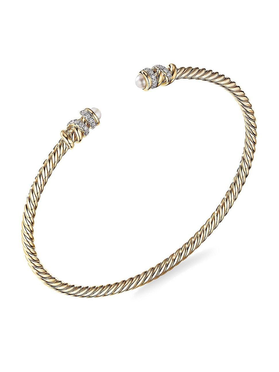 Womens Helena End Station Bracelet In 18K Yellow Gold With 3.25-3.75MM Pearls & Diamonds Product Image