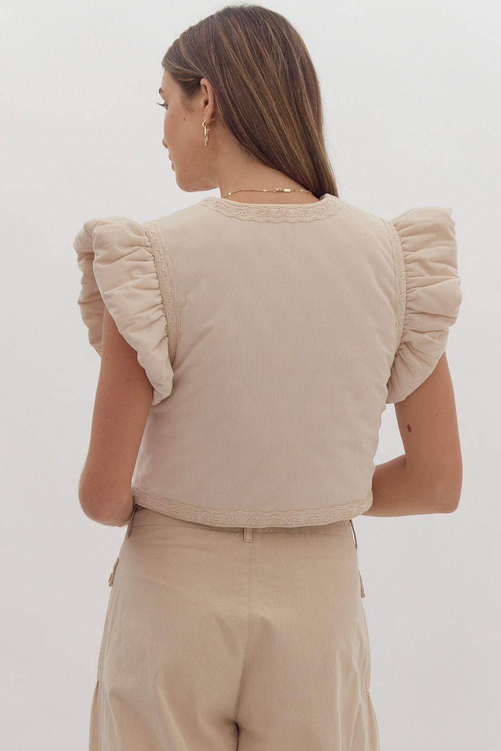 Embroidered Cream Vest Product Image