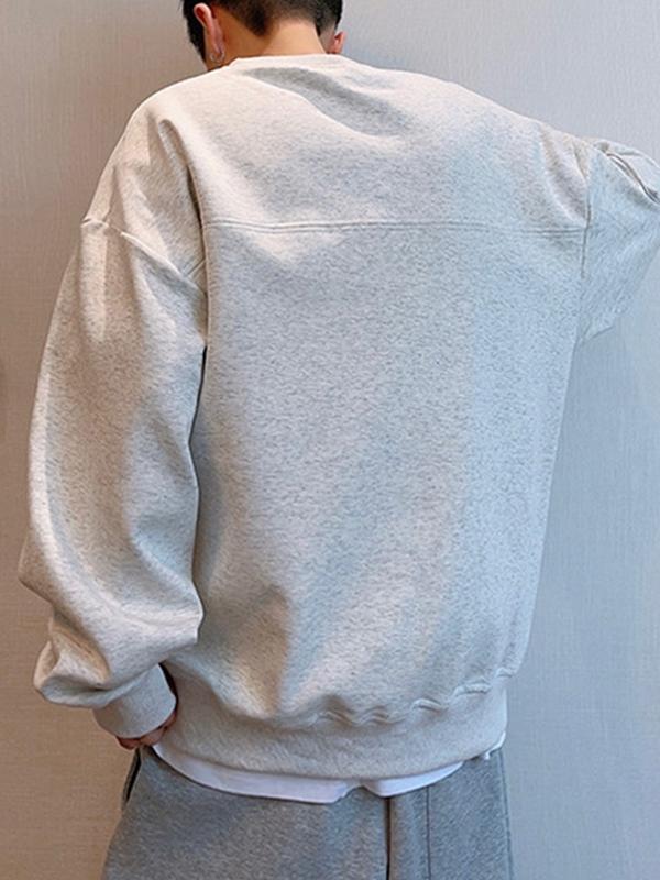 Men's Three Dimensional Letter Print Drop Shoulder Sweatshirt Product Image