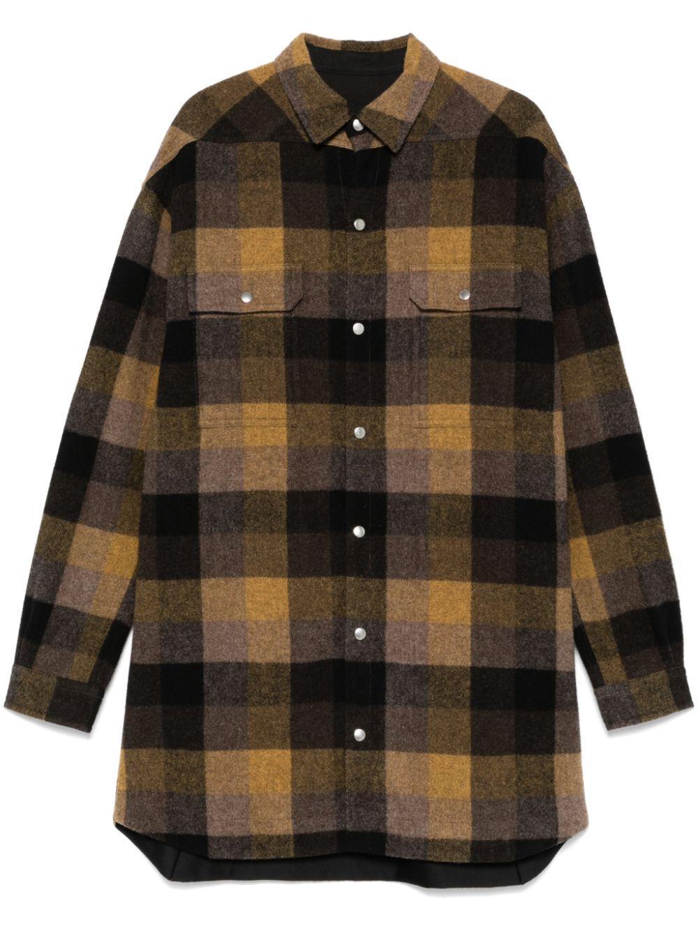 RICK OWENS Tan Porterville Check Shirt In 62p Honey Plaid Product Image