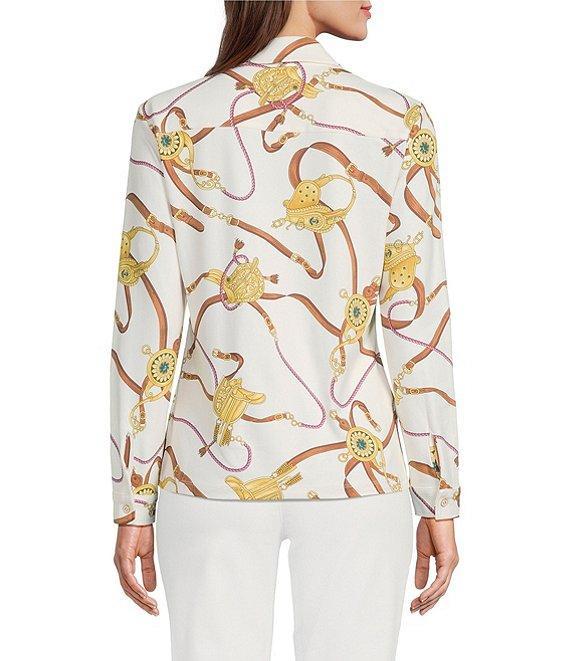 J.McLaughlin Betty Printed Catalina Cloth Point Collar Long Sleeve Button Front Top Product Image