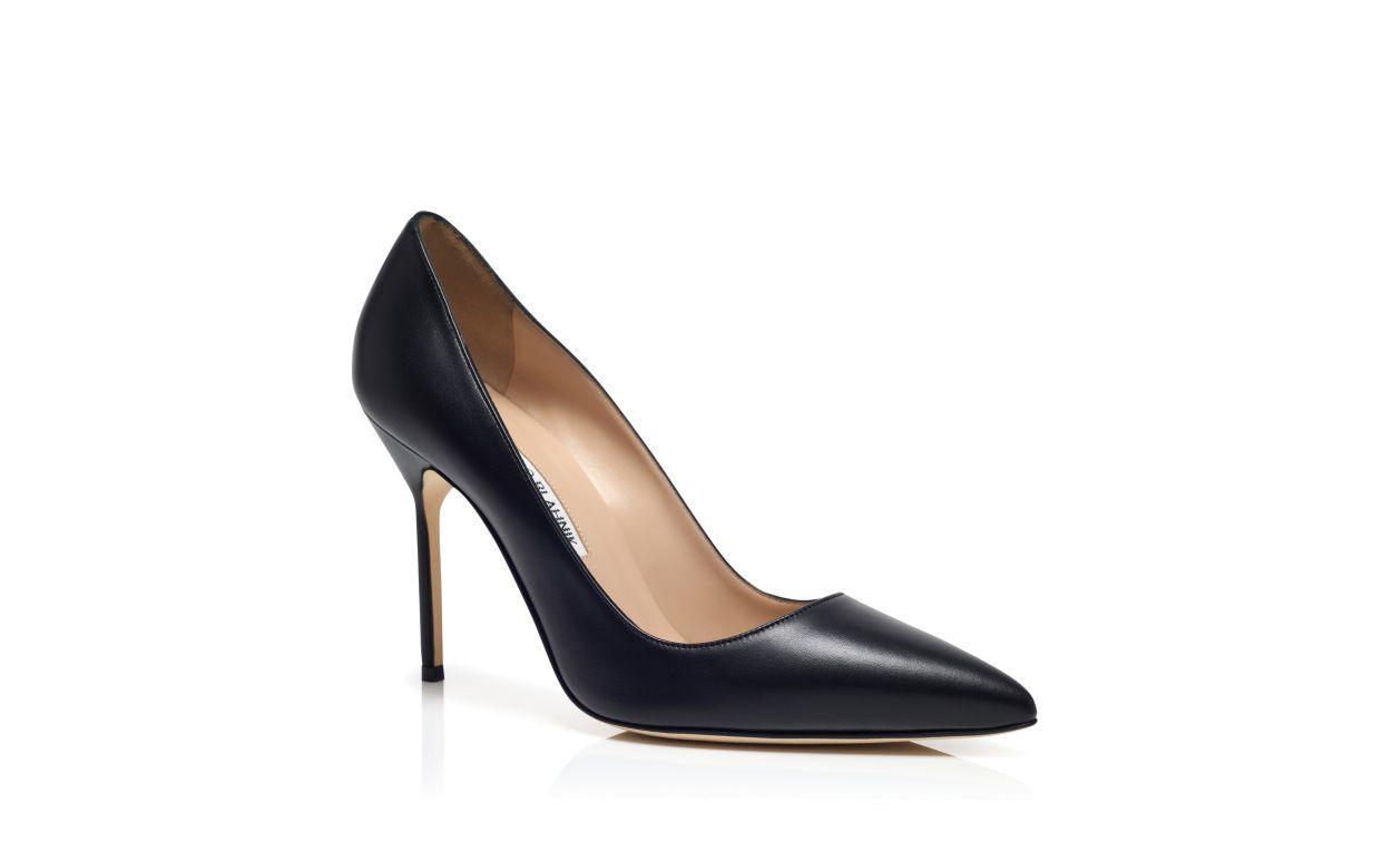 BB Black Nappa Leather Pointed Toe Pumps Product Image