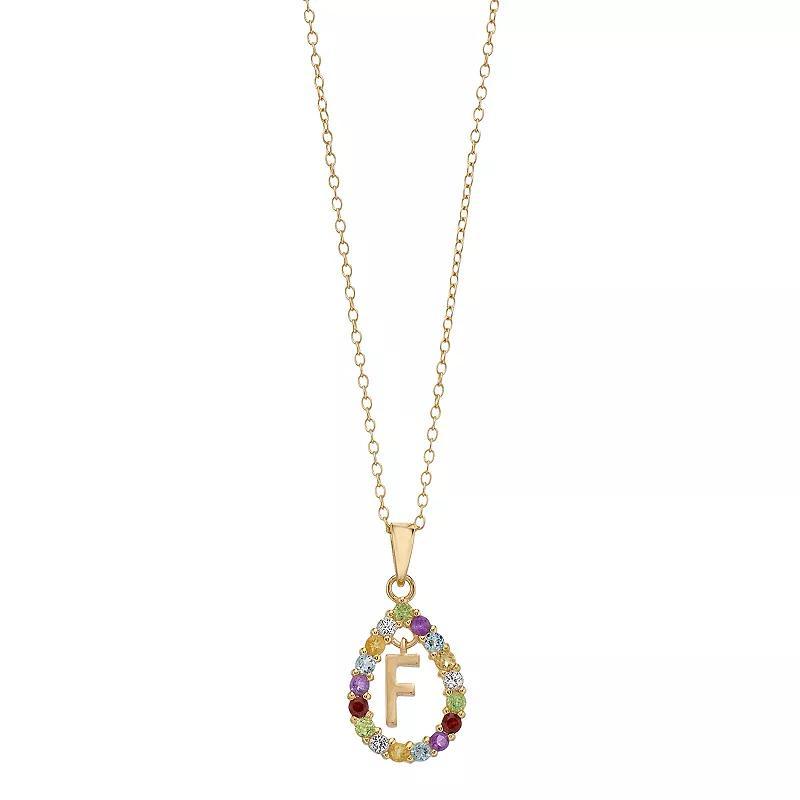 14k Gold Over Silver Gemstone Initial Pendant Necklace, Womens Y Product Image