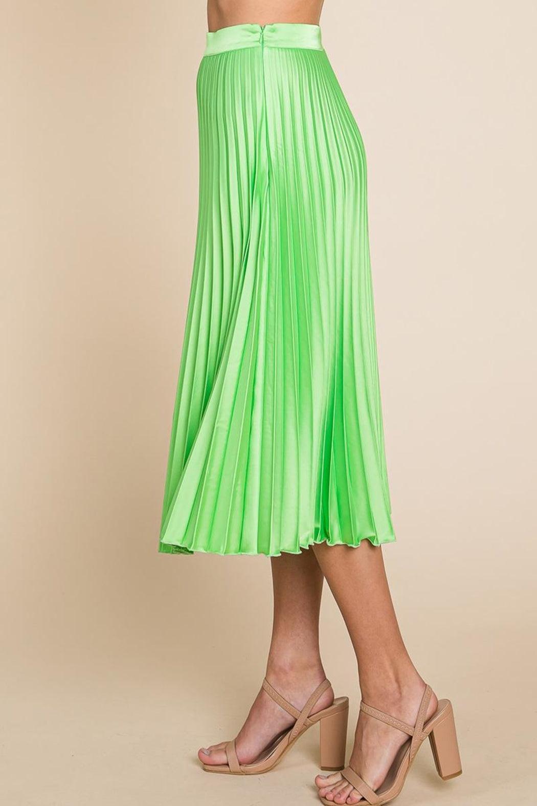 High Waisted Pleated Midi Skirt Product Image