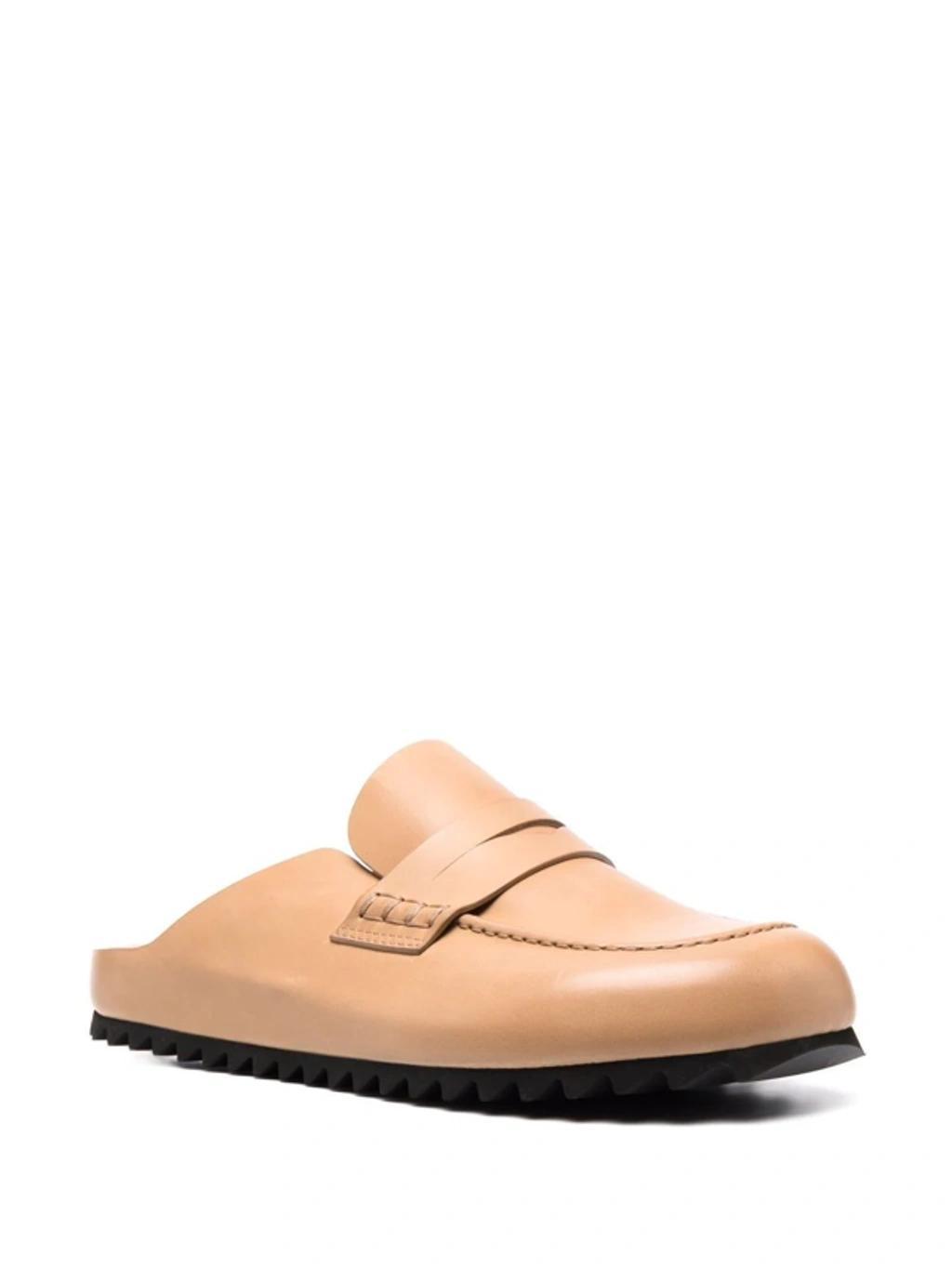 OFFICINE CREATIVE Round-toe Leather Mules In Nude Product Image